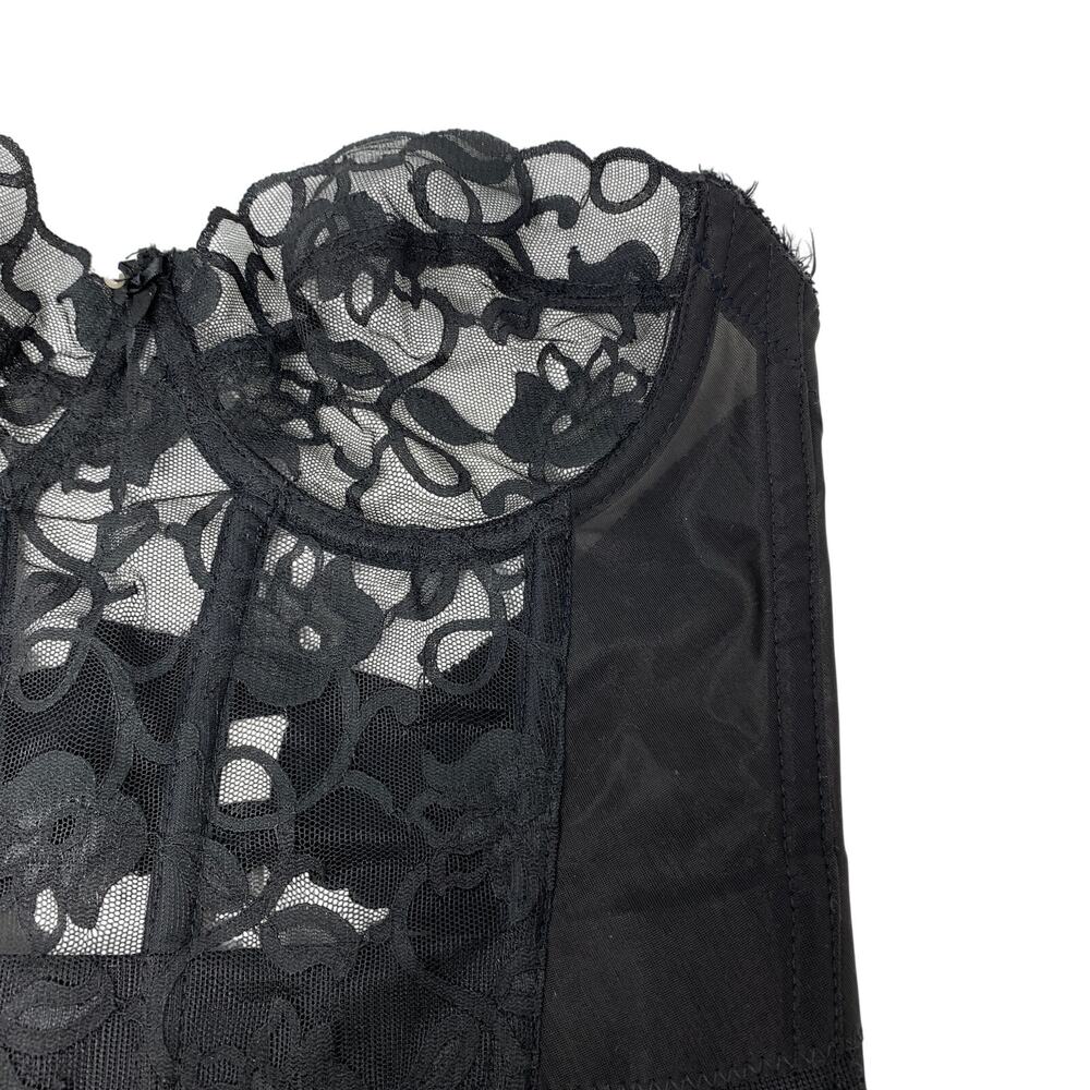 Vintage Victoria's Secret Gold Label Lace Longline Bustier Bra Black 36B - Picture 2 of 5